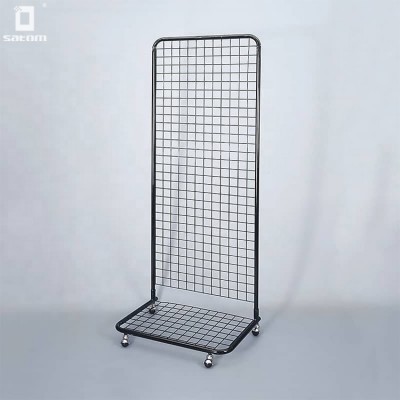 For Shop Hanging Hanger Product Floor Metal Iron Display Rack With Wheels