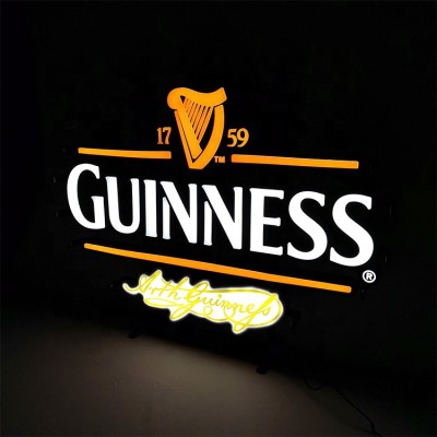 24V Led Advertising Flex Hanging Party Custom Light Metal Chain Electronic Guinness Beer Neon Sign