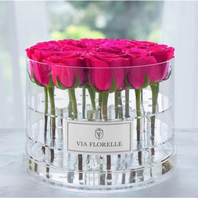 High Quality 25 roses Hat Acrylic  Round Flower Box