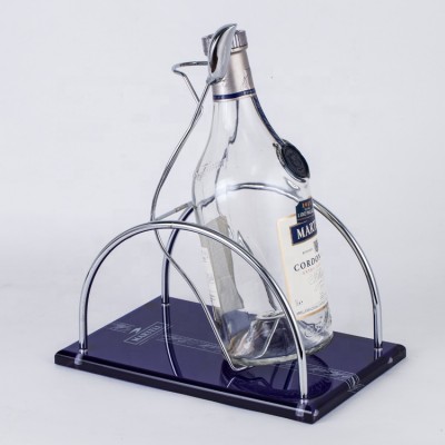 Counter Bar Metal Wine Rack Bottle Display Stand With Acrylic Base Directly Pour