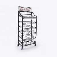 Multifunction Floor Standing Retail Heavy Duty Metallic Shelf Fixture Metal Display Rack