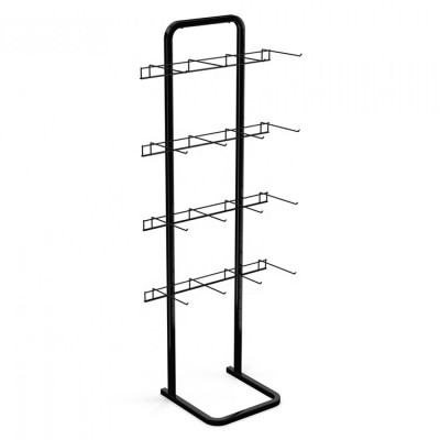 Free Design Flooring Rack Black Metal Retail Display Shelf With Hooks