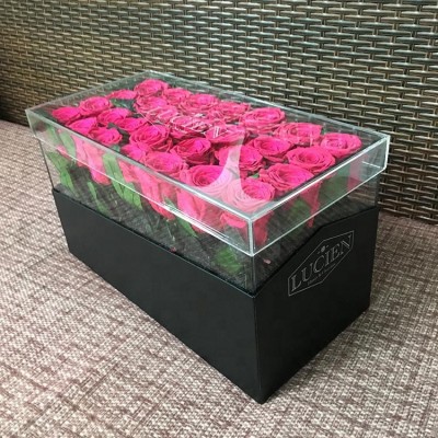 Luxury Jewelry Gift box PU leather Acrylic Flower Box